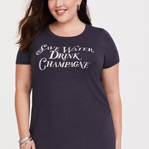 Torrid Grey Drink Champagne Crew Slim Fit Tee 2x super soft